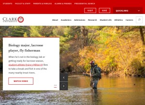 How clarku.edu looks like on a tablet such as an iPad.