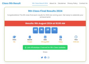 How class9thresult.pk looks like on a tablet such as an iPad.