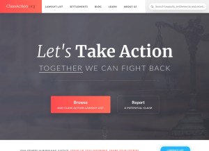 How classaction.org looks like on a tablet such as an iPad.