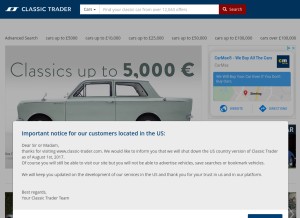 How classic-trader.com looks like on a tablet such as an iPad.