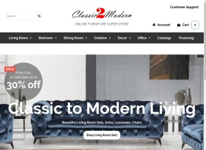 How classic2modern.com looks like on a tablet such as an iPad.