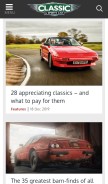 How classicandsportscar.com looks like on a mobile device such as an iPhone.