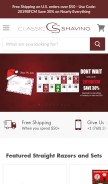 How classicshaving.com looks like on a mobile device such as an iPhone.