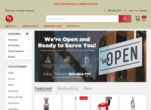 How classicvac.com looks like on a tablet such as an iPad.