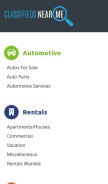 How classifiedsnearme.com looks like on a mobile device such as an iPhone.