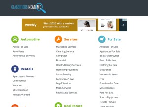 How classifiedsnearme.com looks like on a tablet such as an iPad.