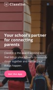 How classlist.com looks like on a mobile device such as an iPhone.