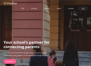 How classlist.com looks like on a tablet such as an iPad.