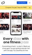 How classpass.com looks like on a mobile device such as an iPhone.