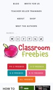 How classroomfreebies.com looks like on a mobile device such as an iPhone.