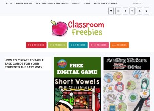 How classroomfreebies.com looks like on a tablet such as an iPad.