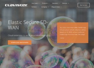 How clavister.com looks like on a tablet such as an iPad.