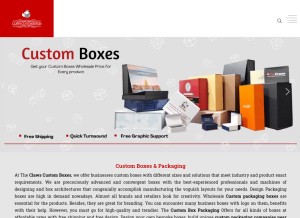 How clawscustomboxes.com looks like on a tablet such as an iPad.