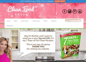 How cleanfoodcrush.com looks like on a tablet such as an iPad.