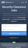 How clearancejobs.com looks like on a mobile device such as an iPhone.