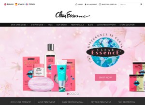 How clearessence.com looks like on a tablet such as an iPad.