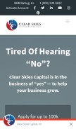 How clearskiescapital.com looks like on a mobile device such as an iPhone.