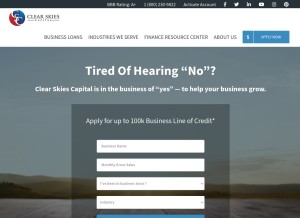 How clearskiescapital.com looks like on a tablet such as an iPad.
