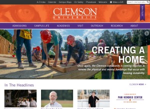How clemson.edu looks like on a tablet such as an iPad.