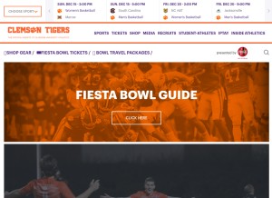How clemsontigers.com looks like on a tablet such as an iPad.