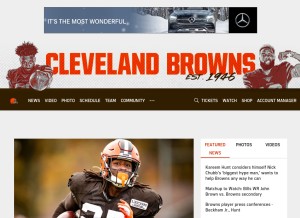 How clevelandbrowns.com looks like on a tablet such as an iPad.