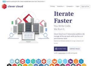 How clever-cloud.com looks like on a tablet such as an iPad.