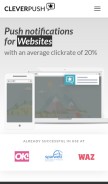 How cleverpush.com looks like on a mobile device such as an iPhone.