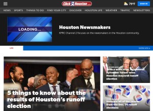 How click2houston.com looks like on a tablet such as an iPad.