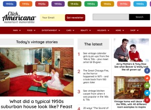 How clickamericana.com looks like on a tablet such as an iPad.