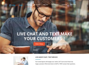 How clickandchat.com looks like on a tablet such as an iPad.