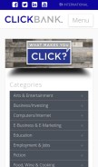 How clickbank.com looks like on a mobile device such as an iPhone.