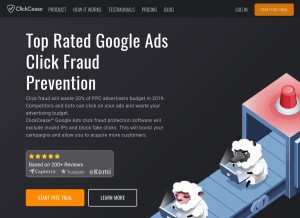 How clickcease.com looks like on a tablet such as an iPad.