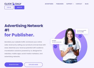 How clickdaly.com looks like on a tablet such as an iPad.