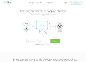 How clickdesk.com looks like on a tablet such as an iPad.
