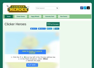 How clickerheroes.co looks like on a tablet such as an iPad.