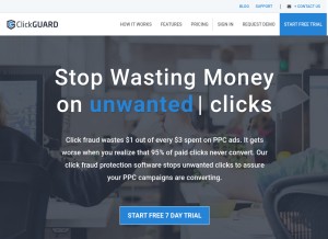 How clickguard.com looks like on a tablet such as an iPad.