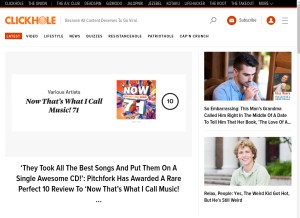 How clickhole.com looks like on a tablet such as an iPad.