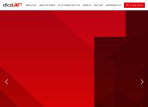 How clicklab.com looks like on a tablet such as an iPad.