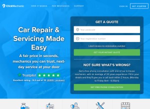 How clickmechanic.com looks like on a tablet such as an iPad.