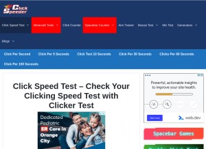 How clickspeeder.com looks like on a tablet such as an iPad.