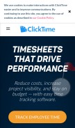 How clicktime.com looks like on a mobile device such as an iPhone.