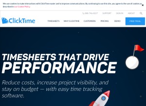 How clicktime.com looks like on a tablet such as an iPad.