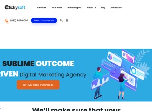 How clickysoft.com looks like on a tablet such as an iPad.