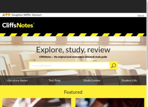 How cliffsnotes.com looks like on a tablet such as an iPad.