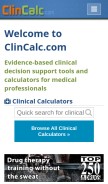 How clincalc.com looks like on a mobile device such as an iPhone.