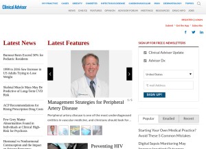 How clinicaladvisor.com looks like on a tablet such as an iPad.