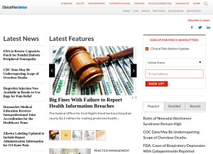 How clinicalpainadvisor.com looks like on a tablet such as an iPad.