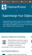How clipboardfusion.com looks like on a mobile device such as an iPhone.