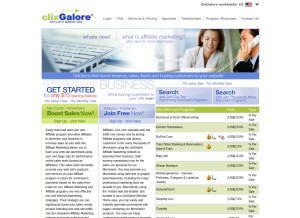 How clixgalore.com looks like on a tablet such as an iPad.