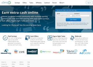 How clixsense.com looks like on a tablet such as an iPad.
